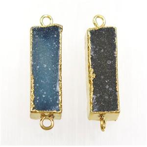 Agate Druzy rectangle connector, mix color, gold plated, approx 8-25mm [GMPDA9582]