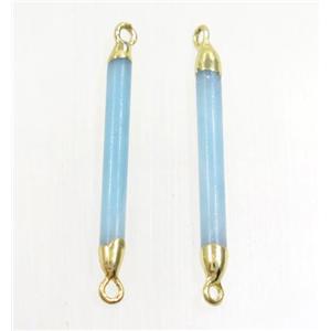 blue Amazonite connector, stick, gold plated, approx 3-30mm [GMPDA9584]