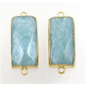 blue Amazonite connector, faceted rectangle, gold plated, approx 13-25mm [GMPDA9585]