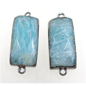 blue Amazonite connector, faceted rectangle, black plated, approx 13-25mm [GMPDA9586]