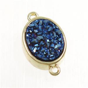 blue Druzy Quartz oval connector, approx 10x12mm [GMPDA9590]