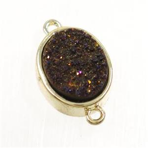 purple Druzy Quartz oval connector, approx 10x12mm [GMPDA9591]