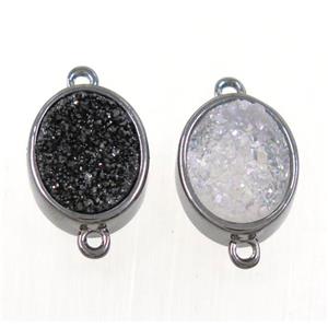 mix color Druzy Quartz oval connector, approx 10x12mm [GMPDA9597]