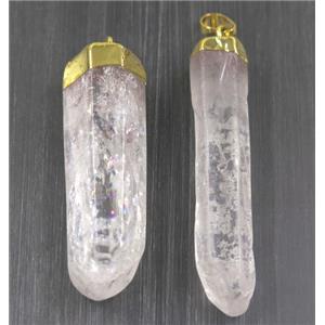 Clear Quartz pendant, stick, gold plated, approx 10-50mm [GMPDA9622]