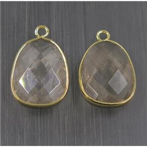 clear crystal glass pendant, faceted teardrop, approx 15-20mm [GMPDA9697]