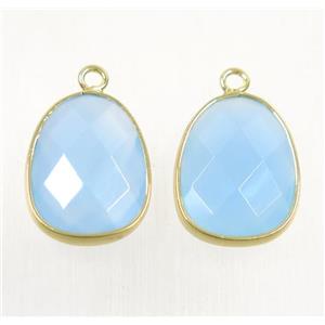 blue crystal glass pendant, faceted teardrop, approx 15-20mm [GMPDA9699]
