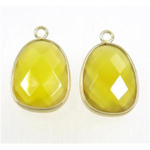 yellow crystal glass pendant, faceted teardrop, approx 15-20mm [GMPDA9700]