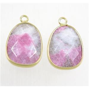 pink jade pendant, faceted teardrop, approx 15-20mm [GMPDA9701]