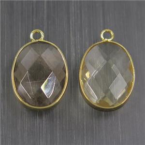 clear crystal glass pendant, faceted oval, approx 15-20mm [GMPDA9704]