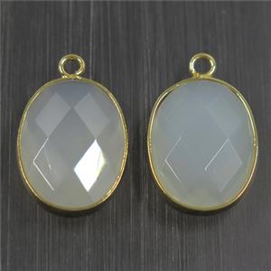 milkwhite crystal glass pendant, faceted oval, approx 15-20mm [GMPDA9705]