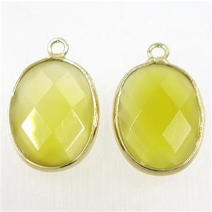yellow crystal glass pendant, faceted oval, approx 15-20mm [GMPDA9706]