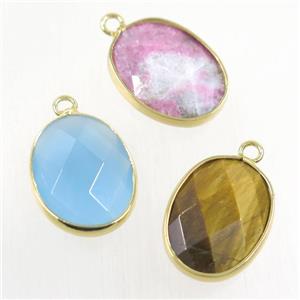 mix gemstone pendant, faceted oval, approx 15-20mm [GMPDA9710]