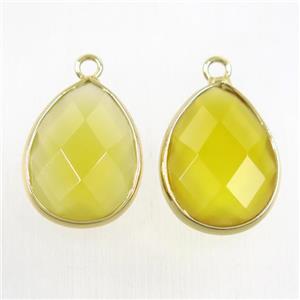 yellow crystal glass pendant, faceted teardrop, approx 15-20mm [GMPDA9713]
