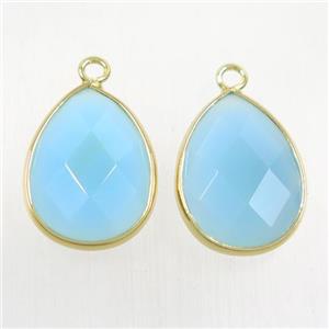blue crystal glass pendant, faceted teardrop, approx 15-20mm [GMPDA9714]