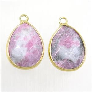 pink jade pendant, faceted teardrop, approx 15-20mm [GMPDA9715]