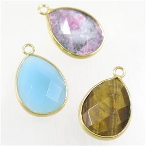 mix gemstone pendant, faceted teardrop, approx 15-20mm [GMPDA9717]