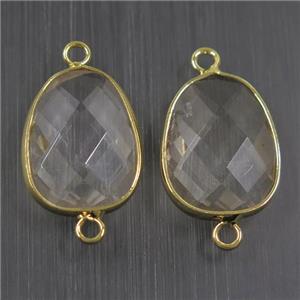 clear crystal glass connector, faceted teardrop, approx 15-20mm [GMPDA9718]