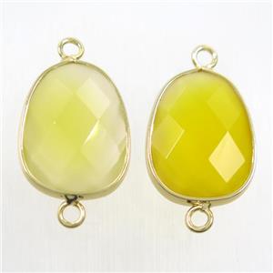 yellow crystal glass connector, faceted teardrop, approx 15-20mm [GMPDA9720]