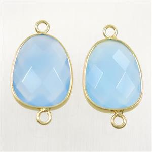 blue crystal glass connector, faceted teardrop, approx 15-20mm [GMPDA9721]