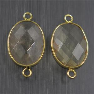 clear crystal glass connector, faceted oval, approx 15-20mm [GMPDA9725]