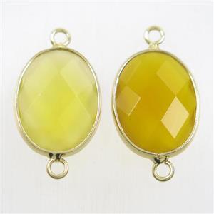 yellow crystal glass connector, faceted oval, approx 15-20mm [GMPDA9727]