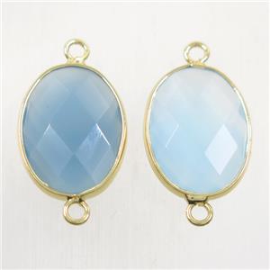 blue crystal glass connector, faceted oval, approx 15-20mm [GMPDA9728]