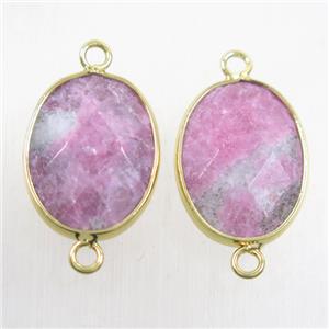 pink jade connector, faceted oval, approx 15-20mm [GMPDA9729]