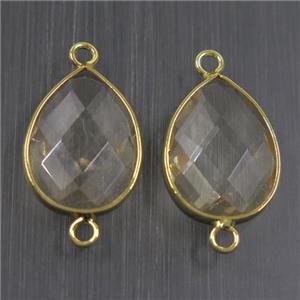 clear crystal glass connector, faceted teardrop, approx 15-20mm [GMPDA9732]