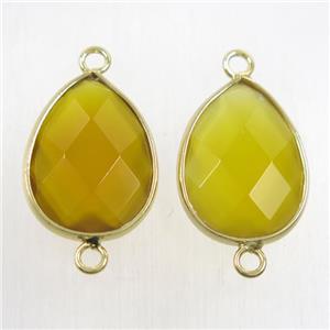 yellow crystal glass connector, faceted teardrop, approx 15-20mm [GMPDA9734]