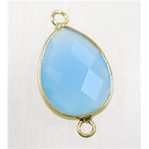blue crystal glass connector, faceted teardrop, approx 15-20mm [GMPDA9735]