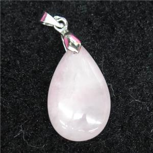 Rose Quartz teardrop pendant, pink, approx 15x25mm [GMPDA9784]