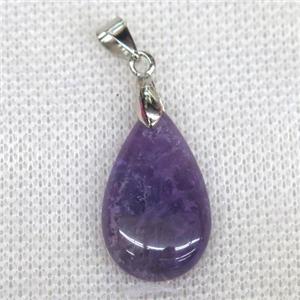 purple Amethyst teardrop pendant, approx 15x25mm [GMPDA9786]