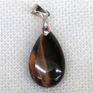 Tiger eye stone teardrop pendant, approx 15x25mm [GMPDA9787]
