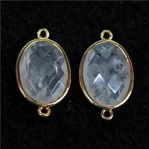 Clear Quartz connector, faceted oval, approx 15x20mm [GMPDA9788]