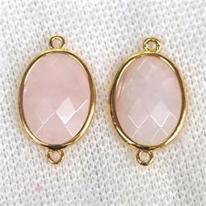 Rose Quartz connector, faceted oval, approx 15x20mm [GMPDA9790]