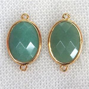 green Aventurine connector, faceted oval, approx 15x20mm [GMPDA9795]
