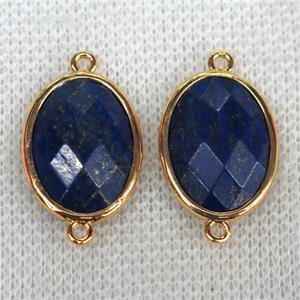 blue Lapis Lazuli connector, faceted oval, approx 15x20mm [GMPDA9799]