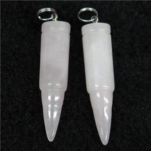 Rose Quartz bullet pendant, pink, approx 10x40mm [GMPDA9803]