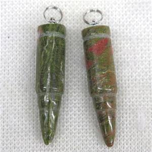 Unakite bullet pendant, approx 10x40mm [GMPDA9805]