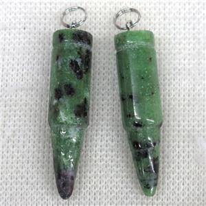 Ruby Zoisite bullet pendant, approx 10x40mm [GMPDA9806]