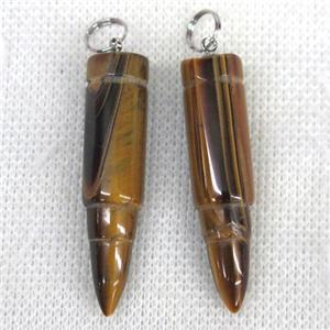 yellow Tiger eye stone bullet pendant, approx 10x40mm [GMPDA9809]