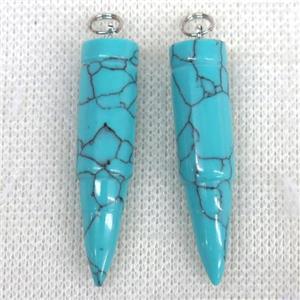 Turquoise bullet pendant, approx 10x40mm [GMPDA9810]