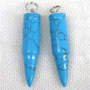 blue Turquoise bullet pendant, approx 10x40mm [GMPDA9811]