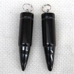 black Agate Onyx bullet pendant, approx 10x40mm [GMPDA9812]
