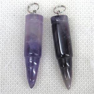 purple Amethyst bullet pendant, approx 10x40mm [GMPDA9817]