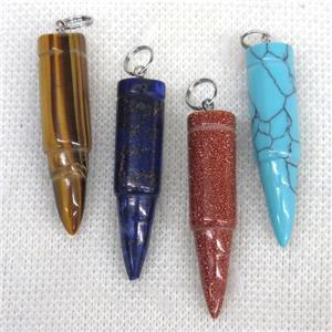 mix gemstone bullet pendant, approx 10x40mm [GMPDA9818]