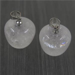 Clear Quartz apple pendant, approx 11-14mm [GMPDA9820]