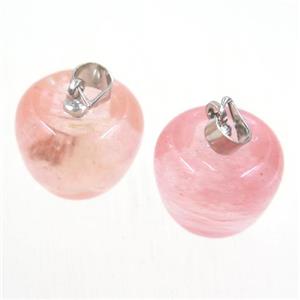 red Watermelon Quartz apple pendant, approx 11-14mm [GMPDA9823]