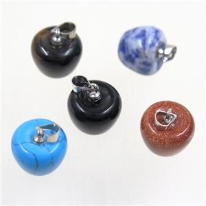mixed gemstone apple pendant, approx 11-14mm [GMPDA9832]