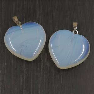 white Opalite heart pendant, approx 25mm [GMPDA9835-25MM]